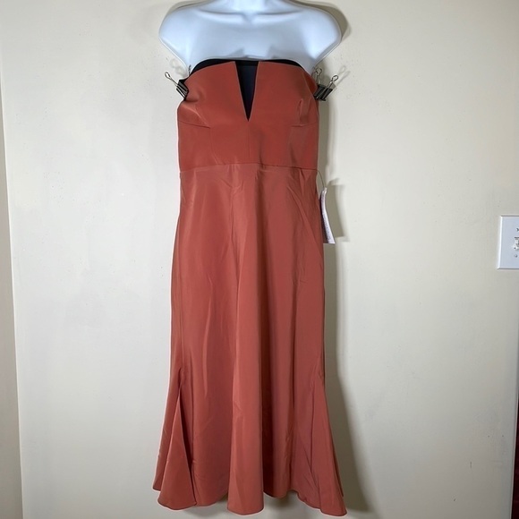 NWT. Topshop 8 Mesh Back Bardot Midi Dress. - Picture 2 of 12